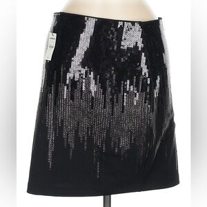NWT Express Black and Silver Sequin A-Line Micro Mini Skirt